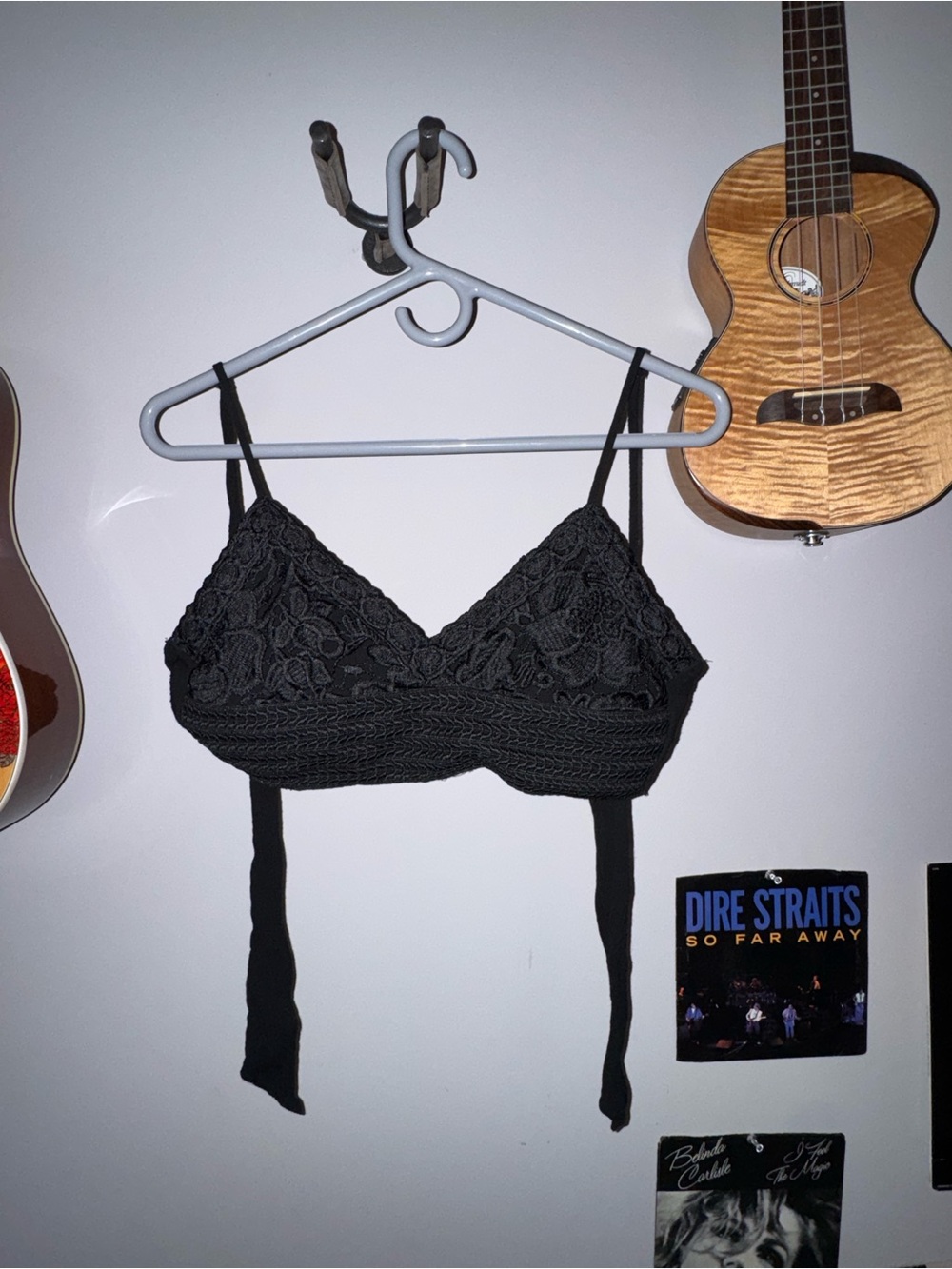 Black Lace Bralette with Crochet Band